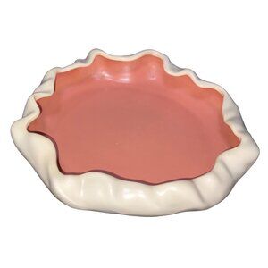 Metlox Poppy Trail MCM 737 Ceramic Bowl Free Form Edge Cream & Coral